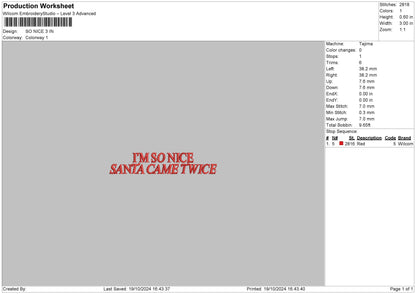 Nicetext 01 Embroidery File 6 sizes