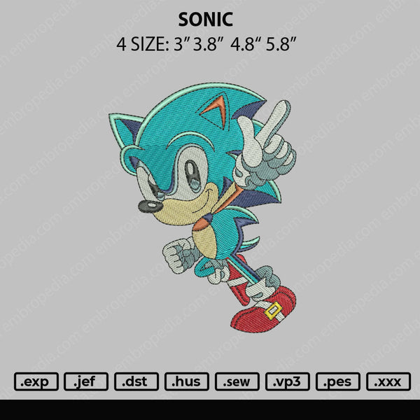 Sonic Embroidery File 4 size