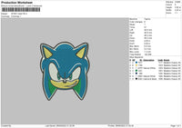 Sonic Head Embroidery File 4 size