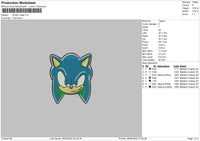 Sonic Head Embroidery File 4 size