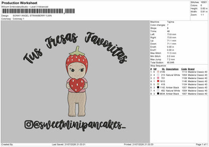 Sony Strawberry Embroidery Machine Design File 6 sizes