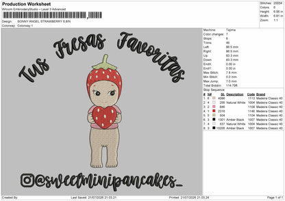 Sony Strawberry Embroidery Machine Design File 6 sizes