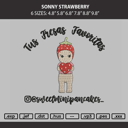 Sony Strawberry Embroidery Machine Design File 6 sizes