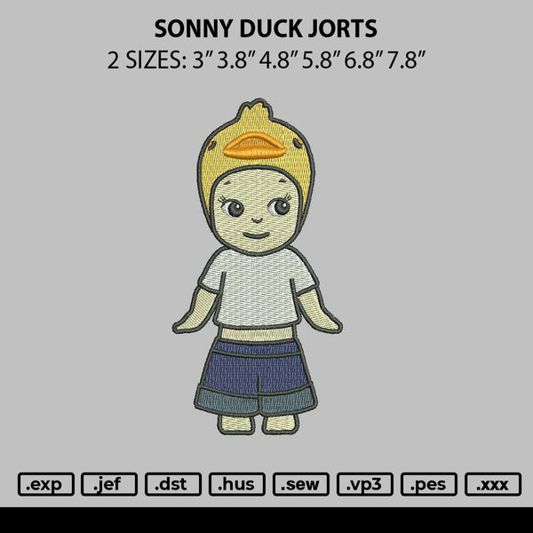 Sonny Ducks Jorts Embroidery File 6 sizes