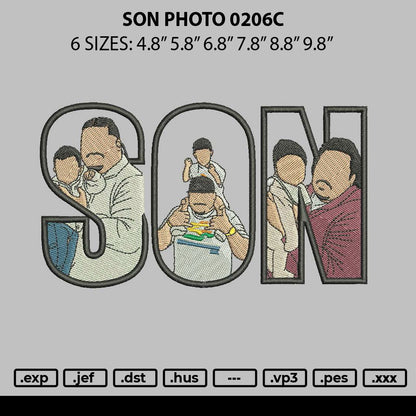Son Photo 0206 Embroidery File 6 sizes