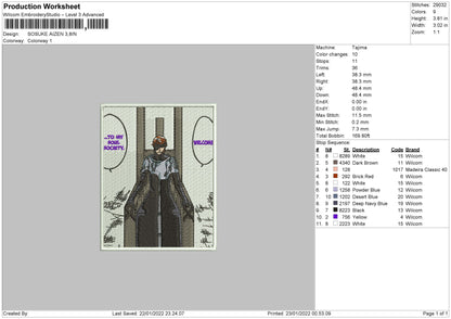 Sosuke Aizen Embroidery File 4 size