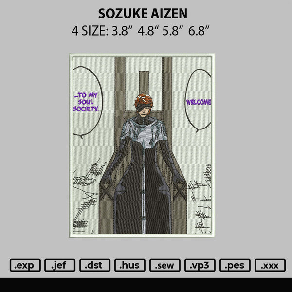 Sosuke Aizen Embroidery File 4 size