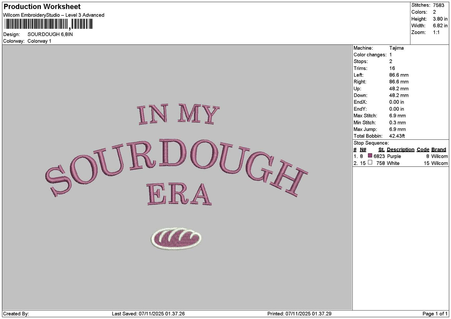 Sourtext0711 Embroidery File 6 sizes