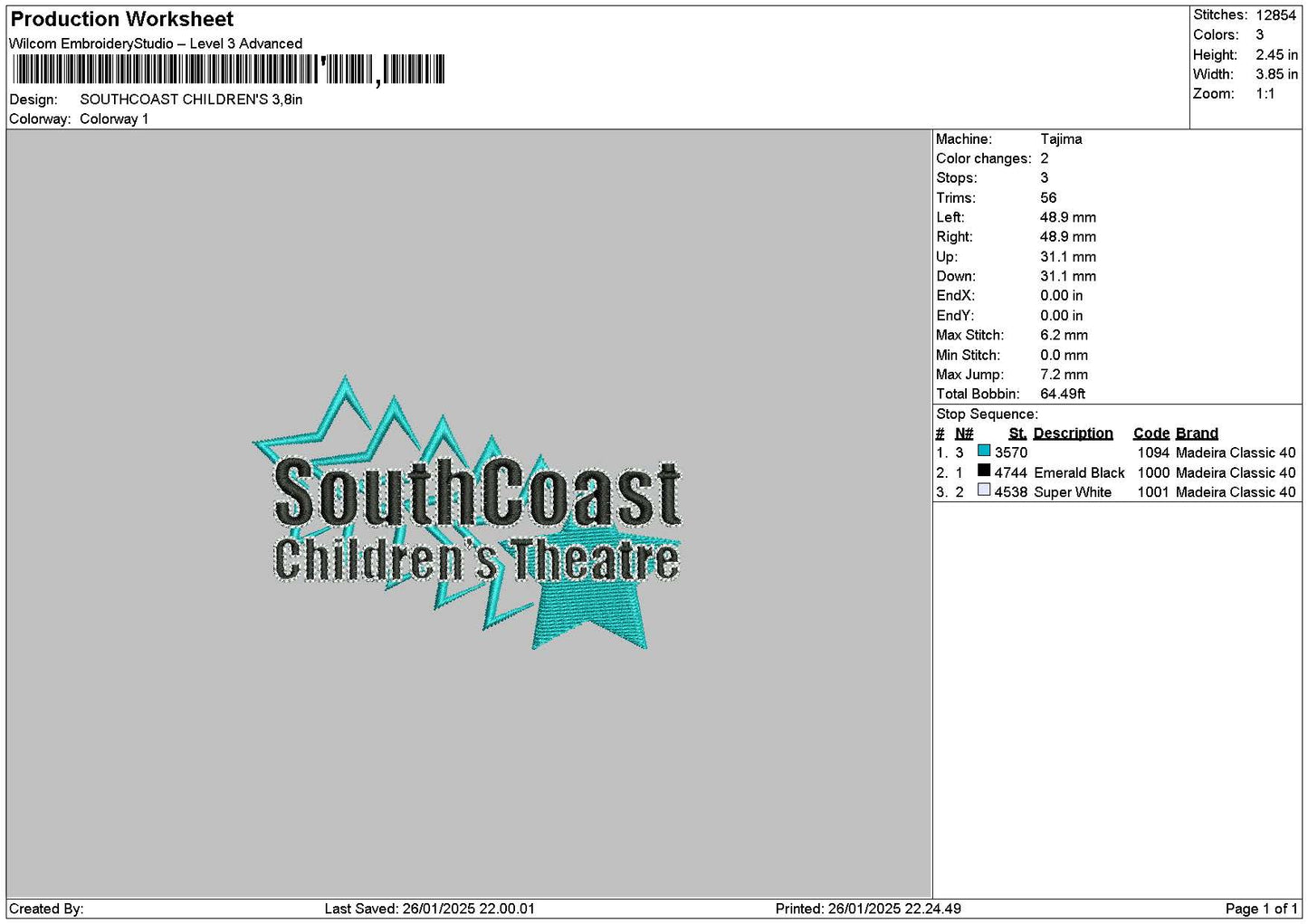 Southcoast Text Embroidery File 6 sizes