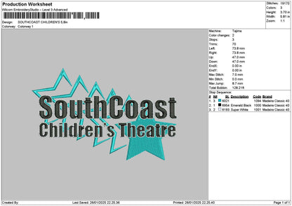 Southcoast Text Embroidery File 6 sizes