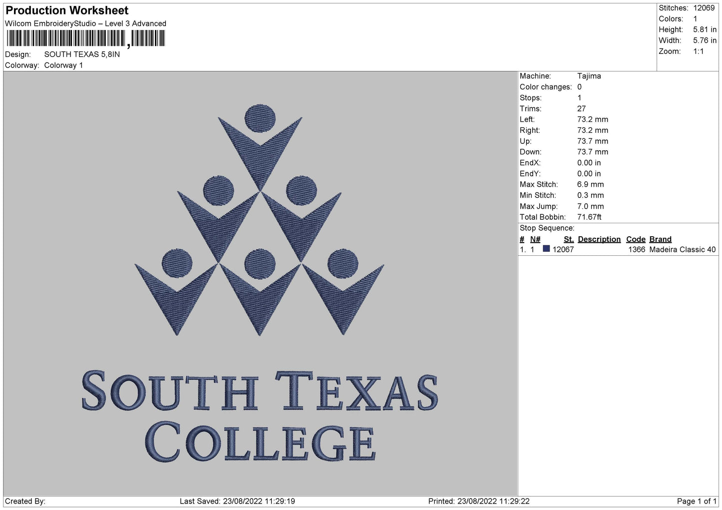 South Texas Embroidery File 5 sizes