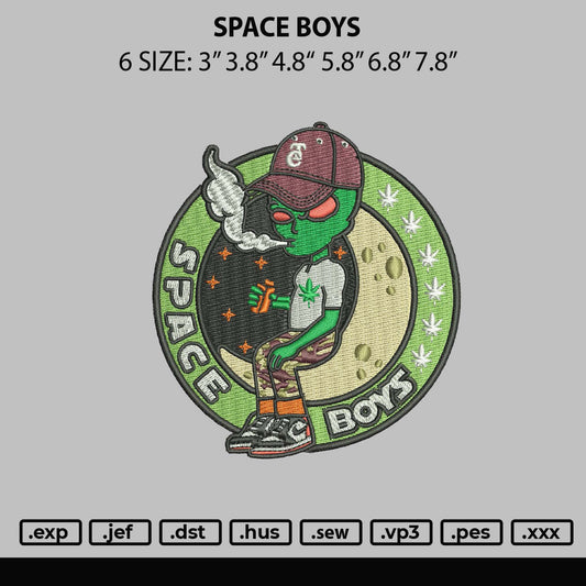 Space B Embroidery file 6 sizes