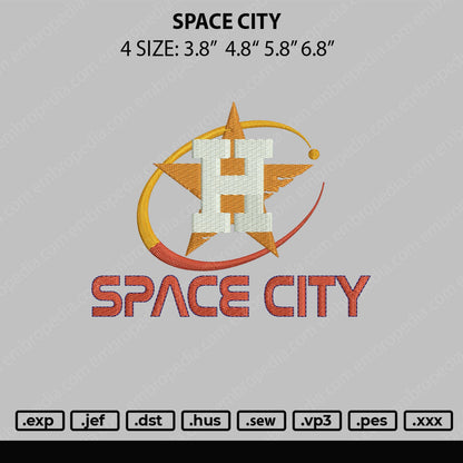 Space City Embroidery File 4 sizes