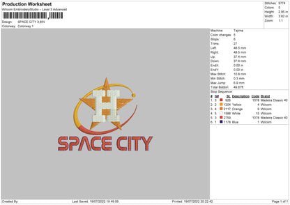 Space City Embroidery File 4 sizes