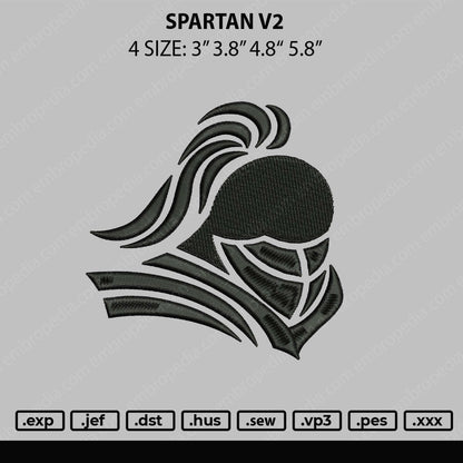 Spartan V2 Embroidery File 4 sizes