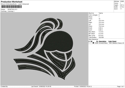 Spartan V2 Embroidery File 4 sizes