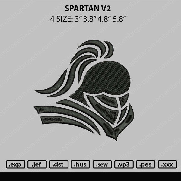 Spartan V2 Embroidery File 4 sizes