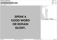 Speak A Good Word Embroidery File 4 size
