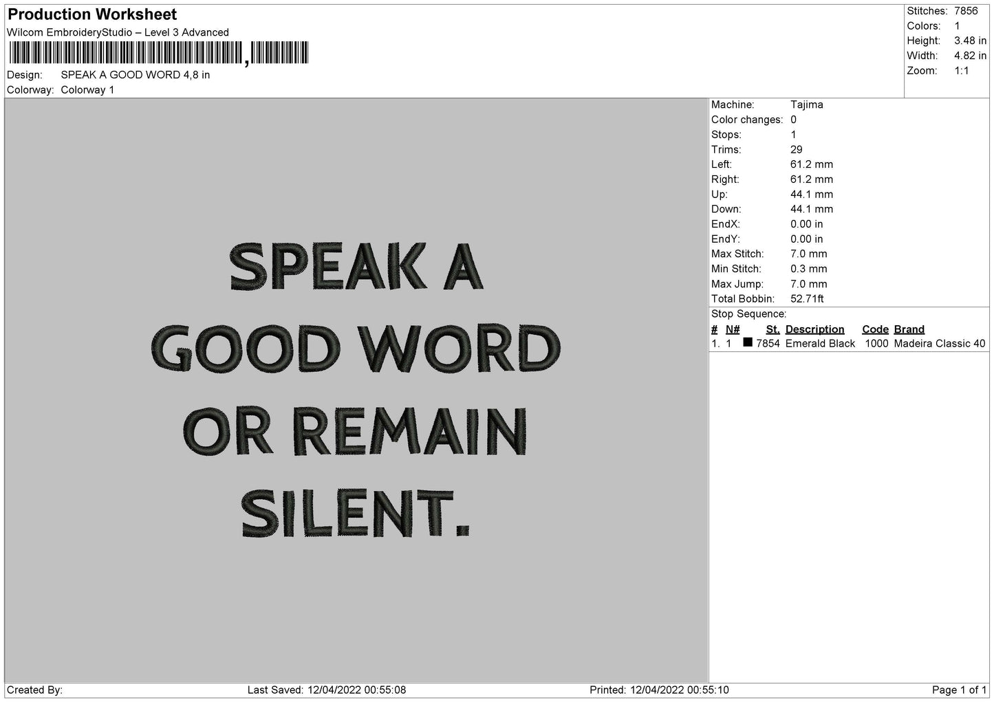 Speak A Good Word Embroidery File 4 size