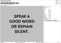 Speak A Good Word Embroidery File 4 size