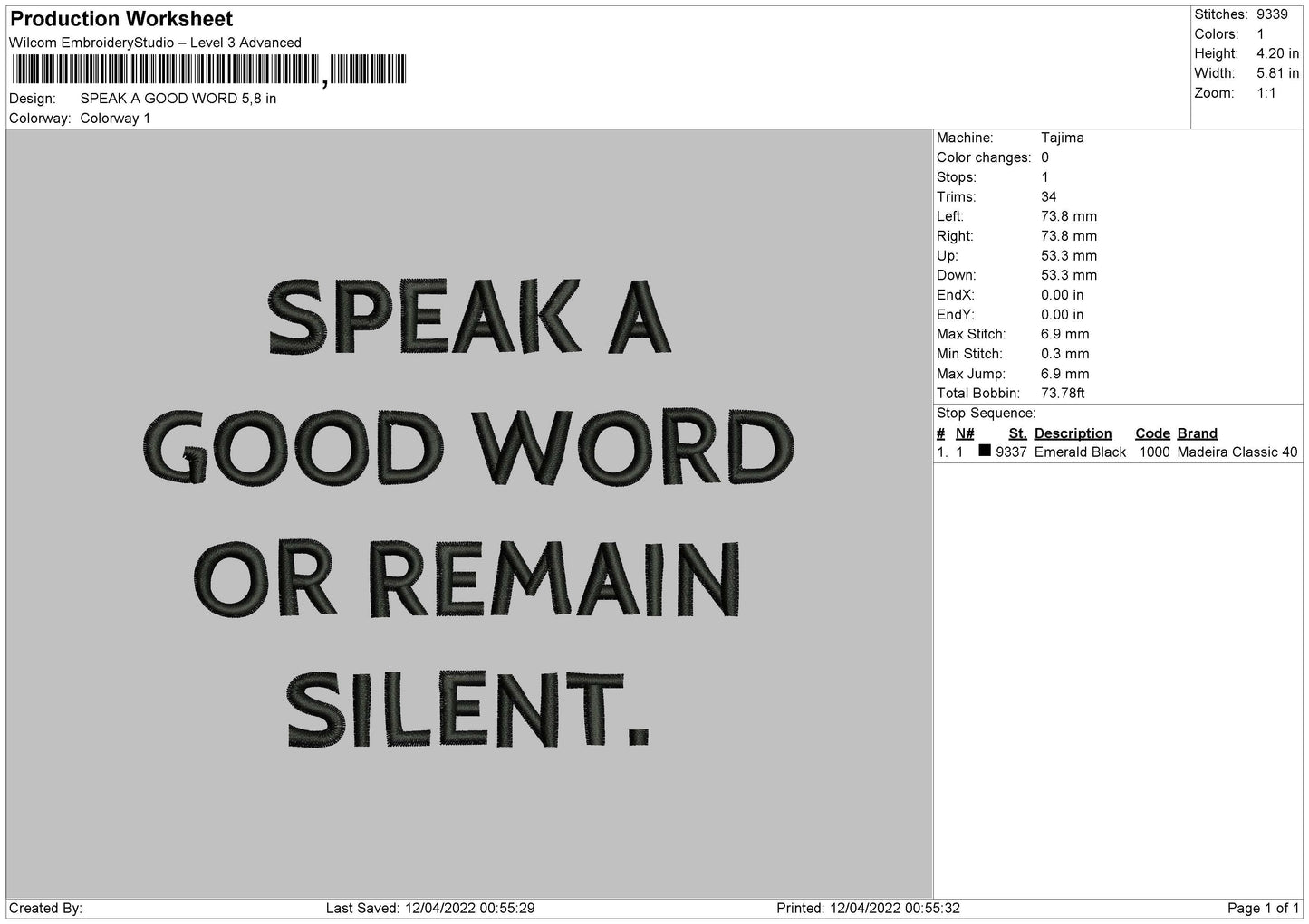 Speak A Good Word Embroidery File 4 size