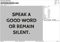 Speak A Good Word Embroidery File 4 size
