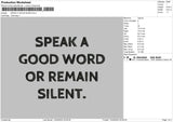 Speak A Good Word Embroidery File 4 size