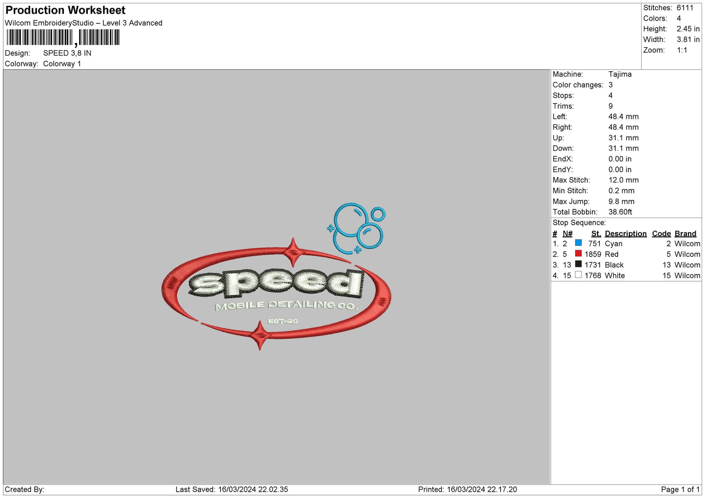 Speedoval Embroidery File 6 sizes