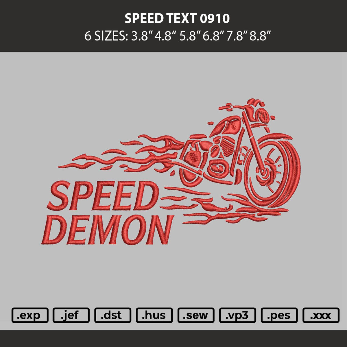 Speed Text 0910 Embroidery Machine Design File 6 sizes