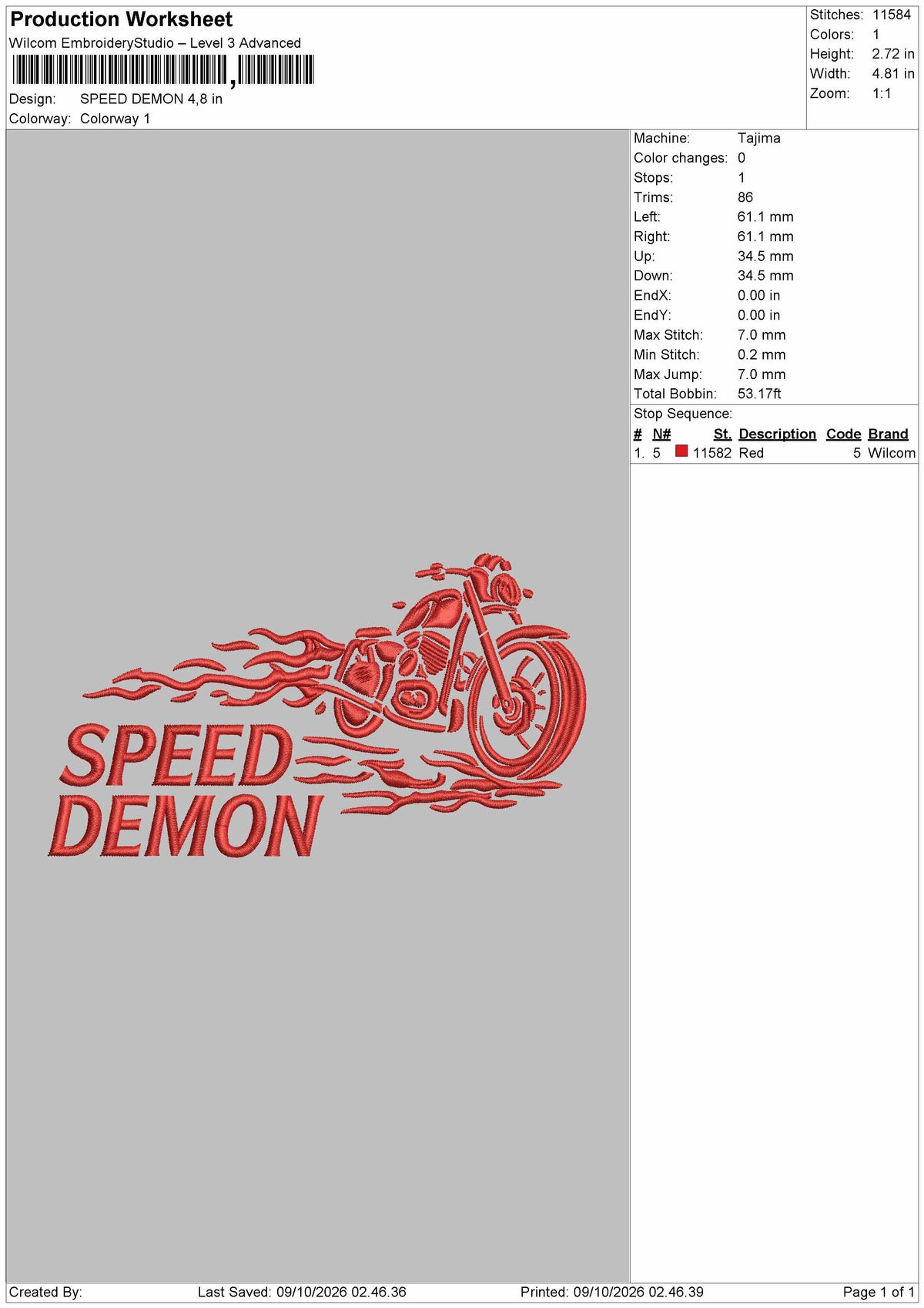 Speed Text 0910 Embroidery Machine Design File 6 sizes