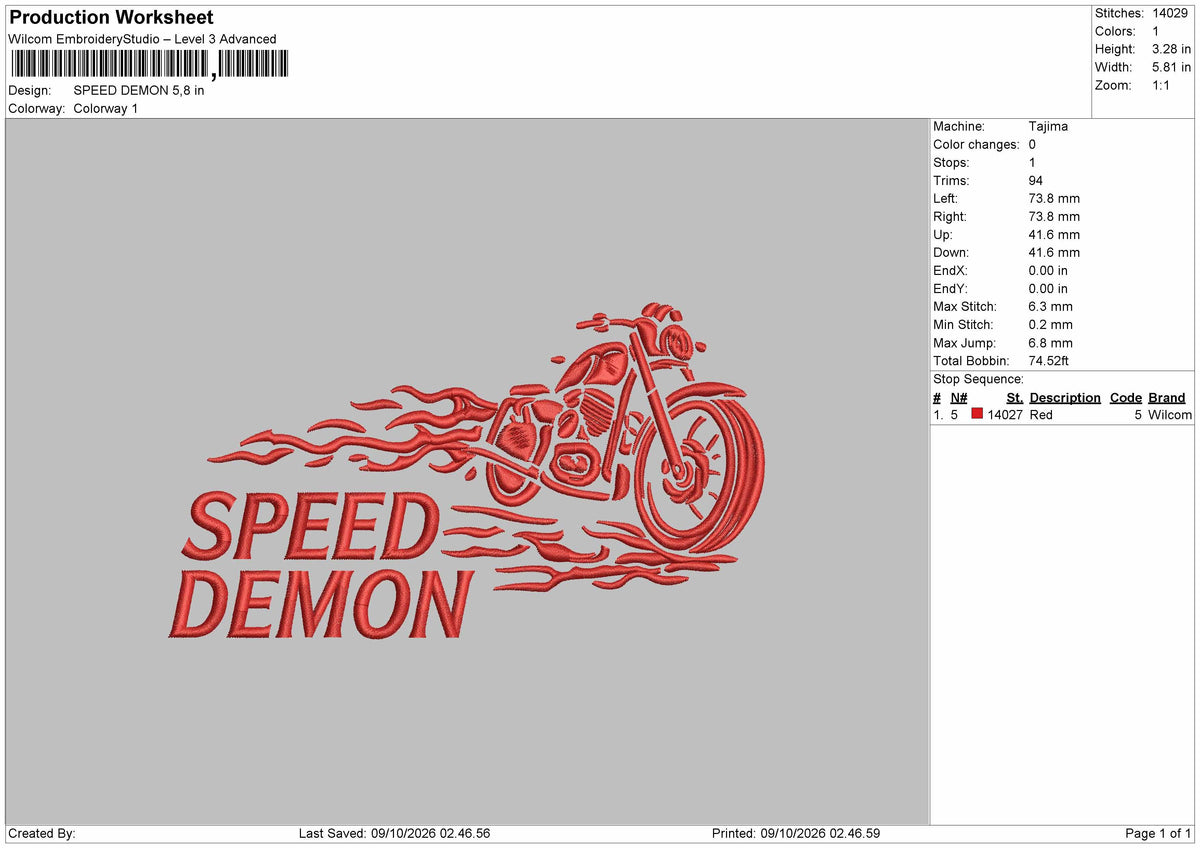 Speed Text 0910 Embroidery Machine Design File 6 sizes