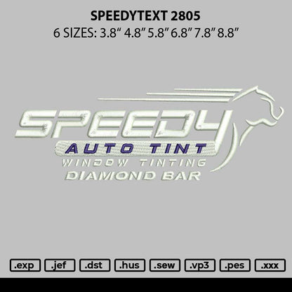 Speedytext 2805 Embroidery File 6 sizes