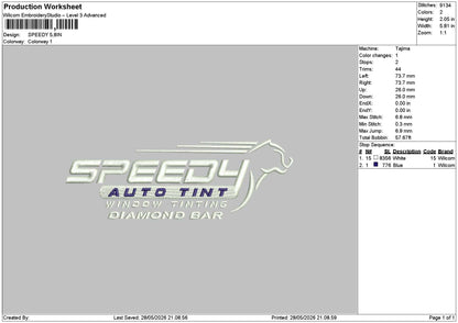 Speedytext 2805 Embroidery File 6 sizes