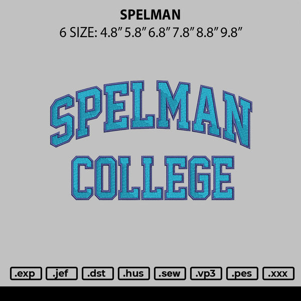 Spelman Embroidery File 6 sizes