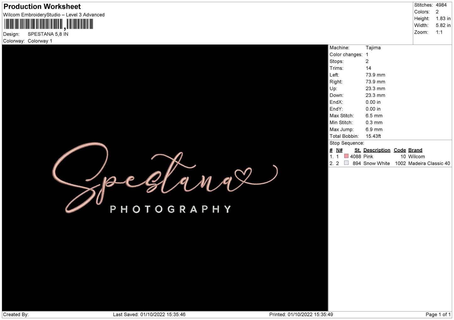 Spestana Embroidery File 5 sizes