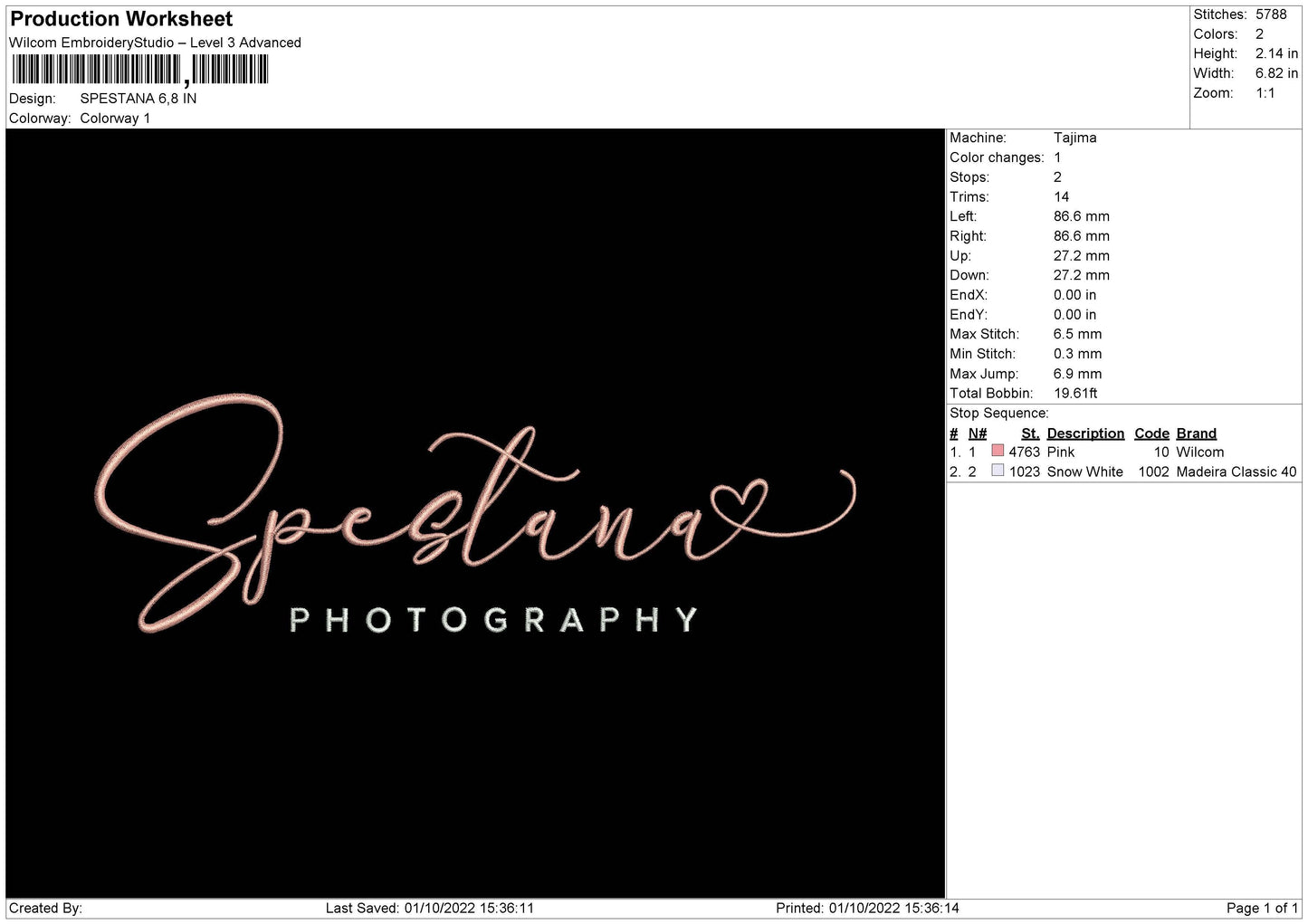 Spestana Embroidery File 5 sizes