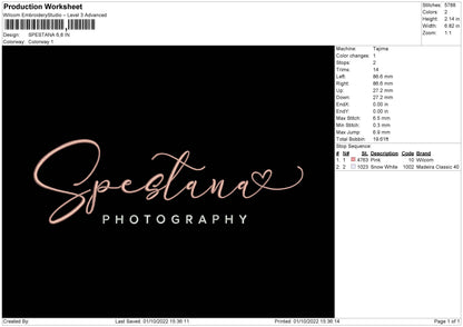 Spestana Embroidery File 5 sizes