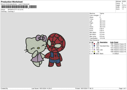 Spiderkitty V3 Embroidery File 6 sizes