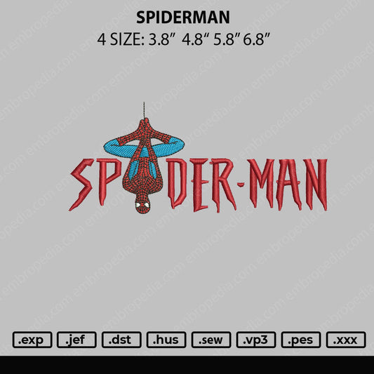 Spiderman Embroidry File 4 sizes