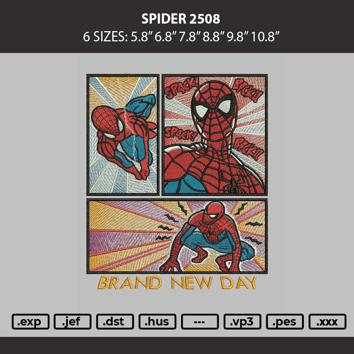 Spider 2508 Embroidery Machine Design File 6 sizes