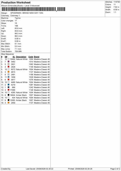 Spider 2508 Embroidery Machine Design File 6 sizes