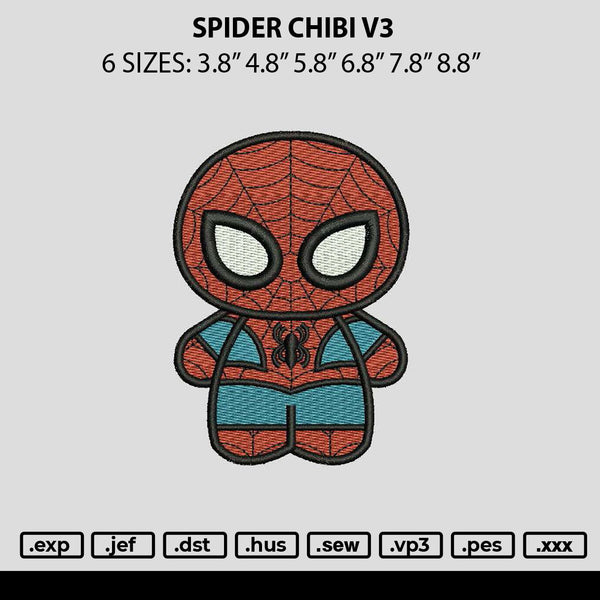 Spider Chibi V3 Embroidery File 6 sizes