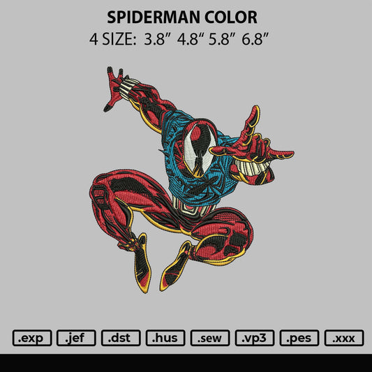 Spiderman Color Embroidery File 4 size