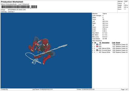 SPIDERMAN ON WEB Embroidery Machine Design Files