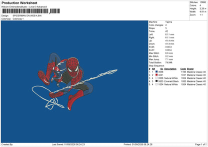 SPIDERMAN ON WEB Embroidery Machine Design Files