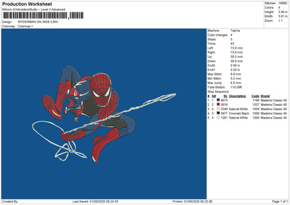 SPIDERMAN ON WEB Embroidery Machine Design Files