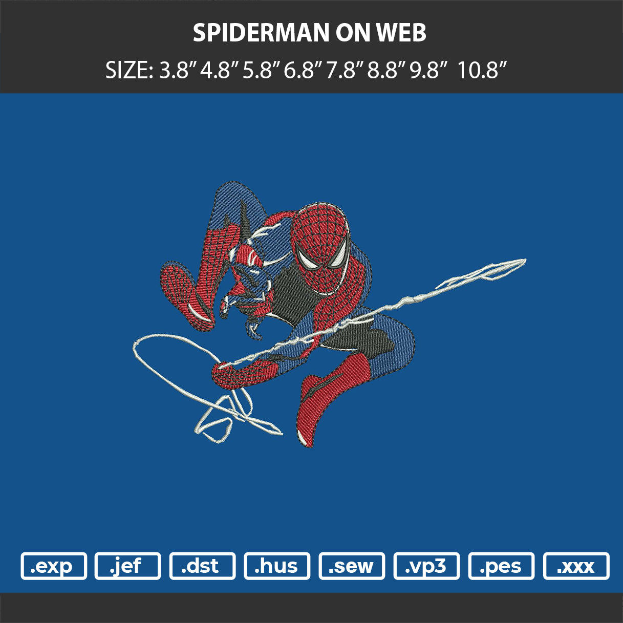 SPIDERMAN ON WEB Embroidery Machine Design Files