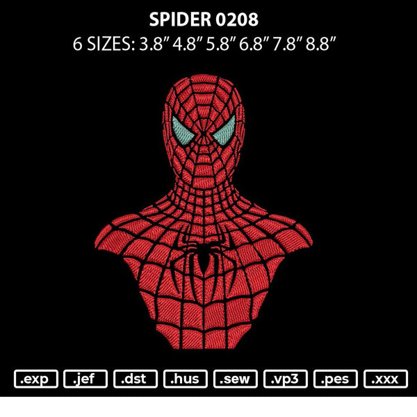 Spider 0208 Embroidery File 6 sizes