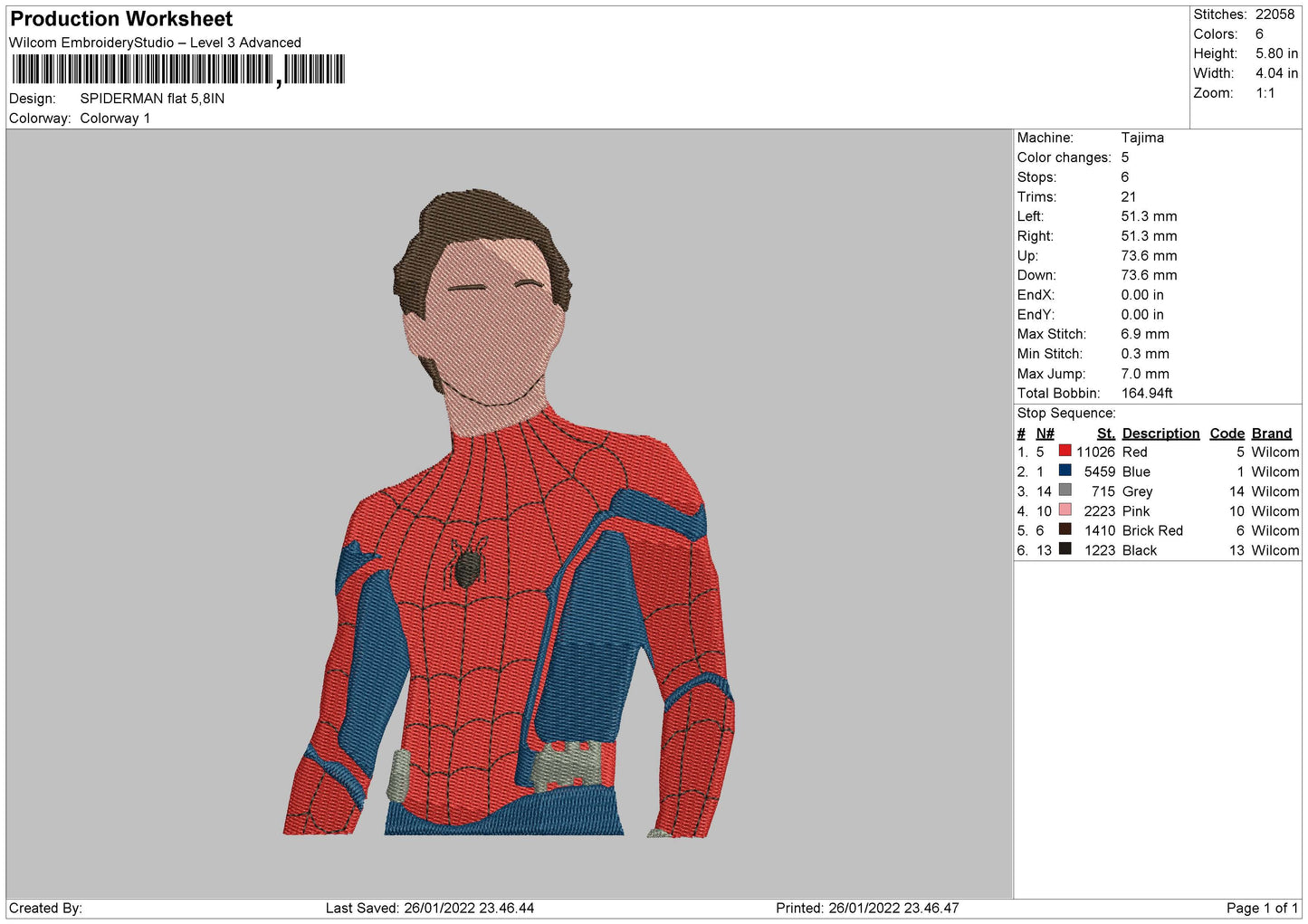 Spiderman Flat Embroidery File 4 size