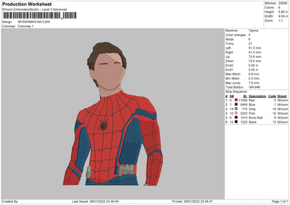 Spiderman Flat Embroidery File 4 size